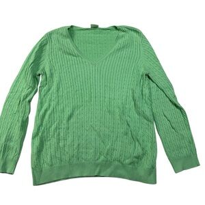 Motherhood Maternity Green V-Neck Long Sleeve Sweater – 100% Cotton Size Large